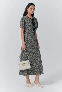 Maree Crepe Printed Tie Front Midi Dress -Ghost Fashion Store D10G044 Z94 33653 650px 964px