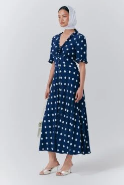 Saffie Crepe Polka Dot Button Through Dress 9 Saffie Crepe Polka Dot Button Through Dress -Ghost Fashion Store D10G046 Z70 33620 650px 964px