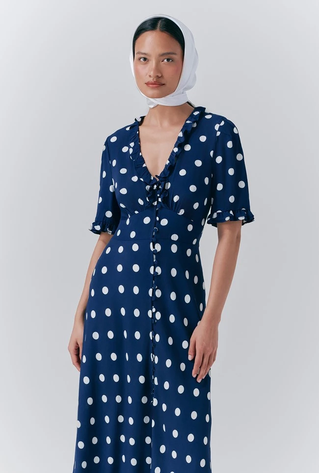 Saffie Crepe Polka Dot Button Through Dress 6 Saffie Crepe Polka Dot Button Through Dress - Image 4