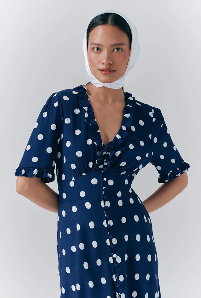 Saffie Crepe Polka Dot Button Through Dress 4 Saffie Crepe Polka Dot Button Through Dress - Image 2