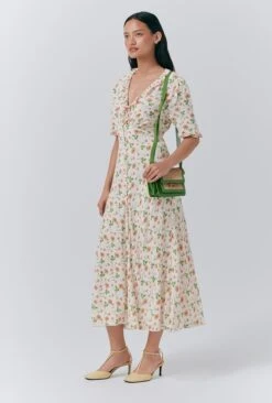 Saffie Crepe Floral Print Button Through Dress -Ghost Fashion Store D10G046 Z81 33625 650px 964px