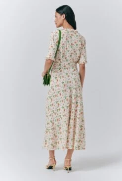 Saffie Crepe Floral Print Button Through Dress -Ghost Fashion Store D10G046 Z81 33628 650px 964px