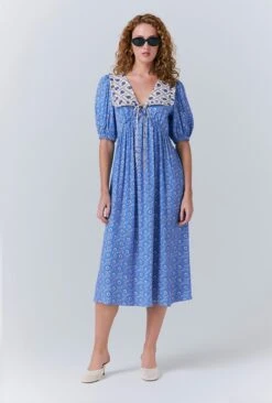 Nellie Crepe Collared Midi Smock Dress