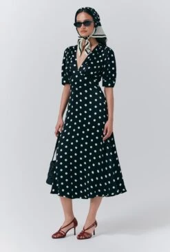 Alma Crepe Polka Dot Midi Dress -Ghost Fashion Store D10G054 Z27 33666 650px 964px