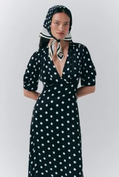 Alma Crepe Polka Dot Midi Dress -Ghost Fashion Store D10G054 Z27 33667 650px 964px
