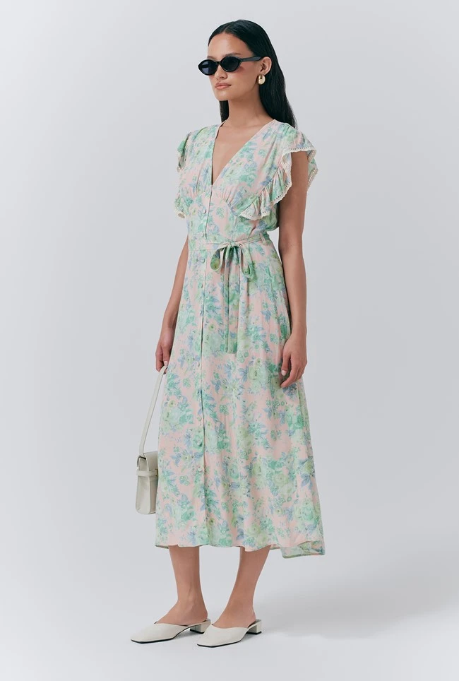 Lucia Crepe Floral Belted Midi Dress 5 Lucia Crepe Floral Belted Midi Dress - Image 3
