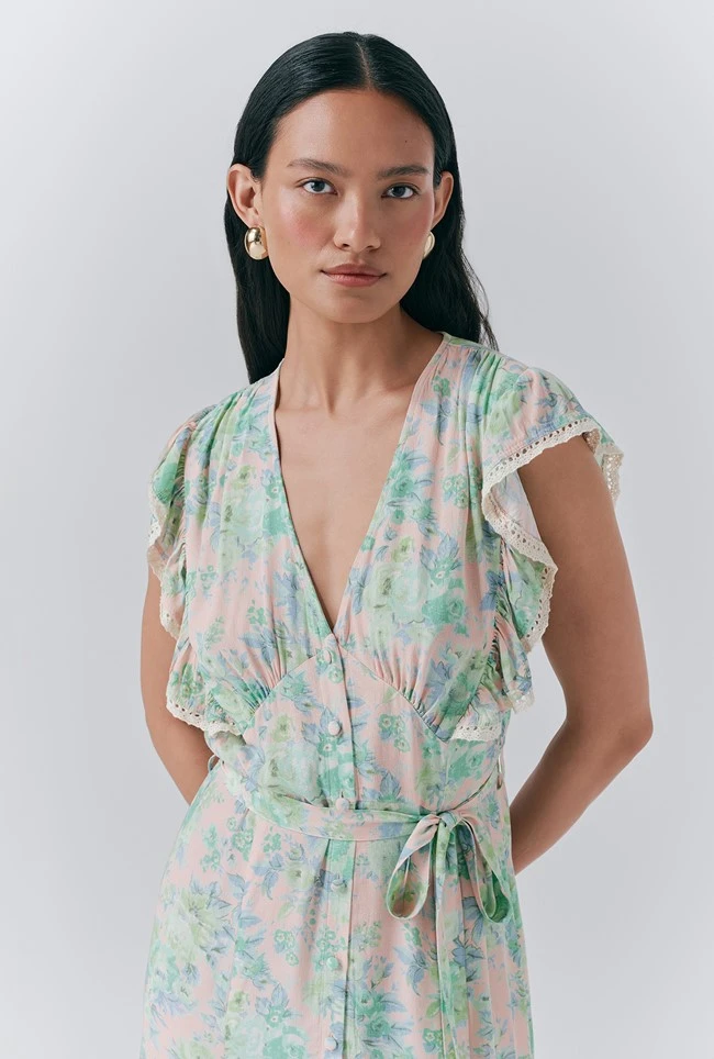 Lucia Crepe Floral Belted Midi Dress 4 Lucia Crepe Floral Belted Midi Dress - Image 2