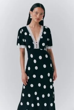 Belle Crepe Polka Dot Midi Tea Dress -Ghost Fashion Store D10G057 Z14 33738 650px 964px