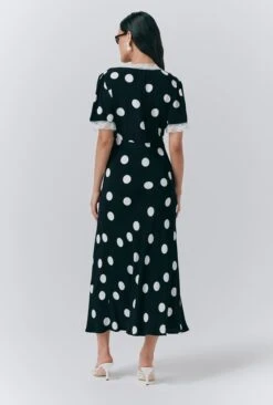 Belle Crepe Polka Dot Midi Tea Dress -Ghost Fashion Store D10G057 Z14 33740 650px 964px