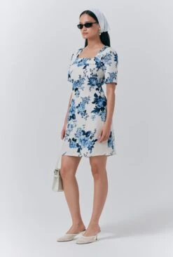 Reanna Linen Floral Short Dress -Ghost Fashion Store D10G060 Z92 33671 650px 964px