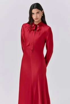 Stephanie Satin Tie Neck Midi Dress -Ghost Fashion Store D11G001 G01 33793 650px 964px