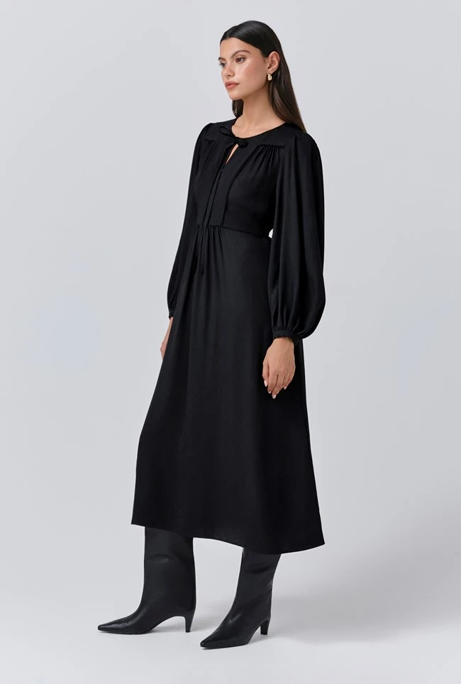 Layla Crepe Tie Neck Midi Dress 5 Layla Crepe Tie Neck Midi Dress - Image 3