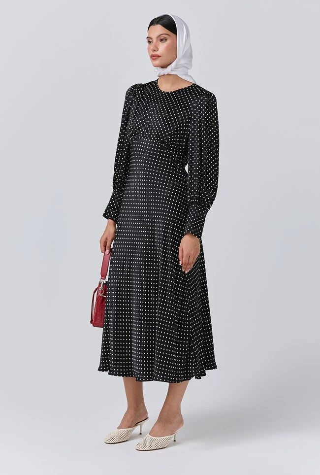 Fiona Satin Polka Dot Midi Dress 5 Fiona Satin Polka Dot Midi Dress - Image 3