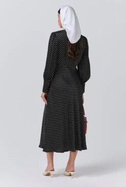 Fiona Satin Polka Dot Midi Dress 11 Fiona Satin Polka Dot Midi Dress -Ghost Fashion Store D11G020 Z14 33938 650px 964px