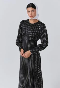 Fiona Satin Polka Dot Midi Dress 10 Fiona Satin Polka Dot Midi Dress -Ghost Fashion Store D11G020 Z14 33939 650px 964px