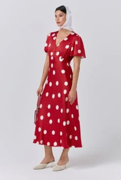 Elizabeth Polka Dot Satin Midi Tea Dress 9 Elizabeth Polka Dot Satin Midi Tea Dress -Ghost Fashion Store D11G022 Z49 33968 650px 964px
