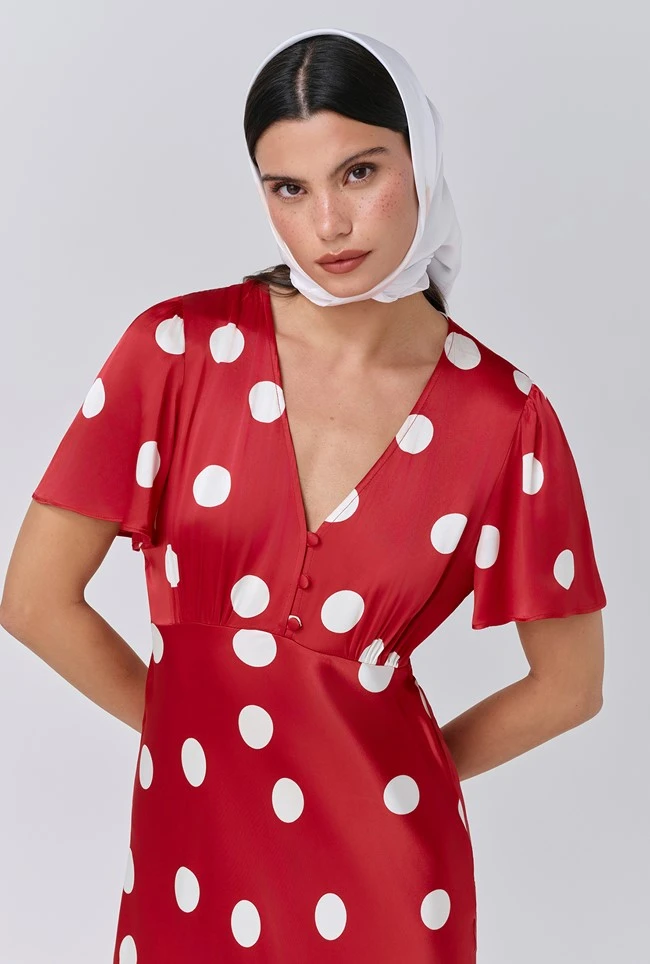 Elizabeth Polka Dot Satin Midi Tea Dress 4 Elizabeth Polka Dot Satin Midi Tea Dress - Image 2