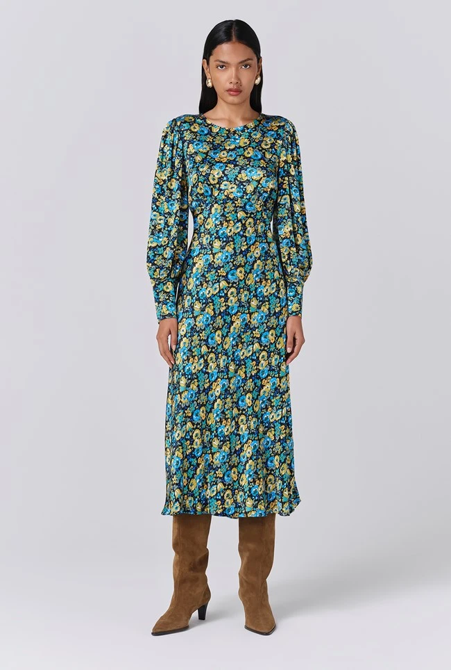 Fiona Satin Boat Neck Midi Dress 3 Fiona Satin Boat Neck Midi Dress