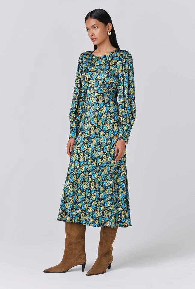 Fiona Satin Boat Neck Midi Dress 5 Fiona Satin Boat Neck Midi Dress - Image 3