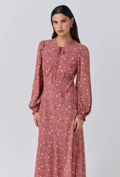 Stella Floral Crepe Tie Front Midi Dress -Ghost Fashion Store D11G043 ZA5 33949 650px 964px