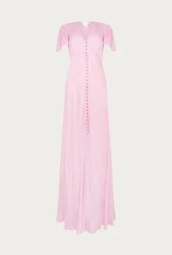 Delphine Satin Maxi Dress Pink -Ghost Fashion Store DF46CA H50 26497 650px 964px