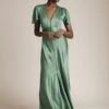 Delphine Satin Maxi Dress Soft Green -Ghost Fashion Store DF46CA J61 26500 650px 964px
