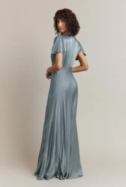 Delphine Satin Maxi Dress Slate Blue -Ghost Fashion Store DF46CA K76 24887 650px 964px