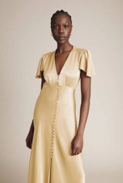 Delphine Satin Maxi Dress Buttermilk -Ghost Fashion Store DF46CA M09 26489 650px 964px