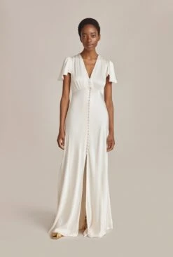 Delphine Satin Maxi Dress Ivory -Ghost Fashion Store DF46CA M12 21857 650px 964px