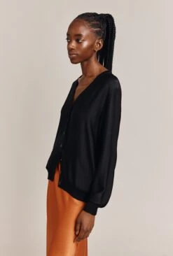 Mia Satin Bomber Jacket Black