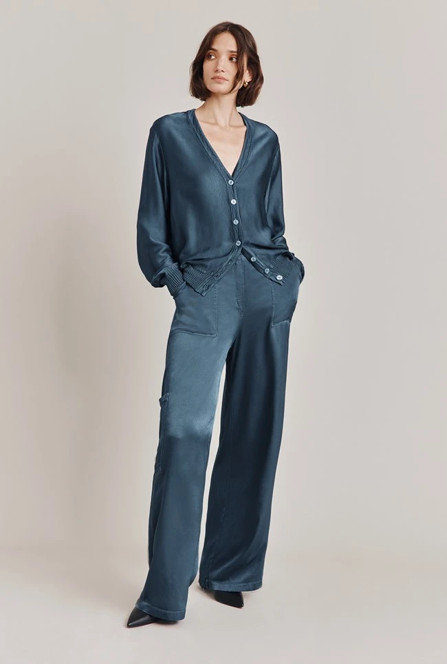 Mia Satin Bomber Jacket Dark Denim 4 Mia Satin Bomber Jacket Dark Denim - Image 2