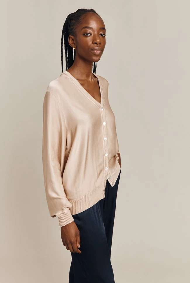 Mia Satin Bomber Jacket Stone 7 Mia Satin Bomber Jacket Stone - Image 5