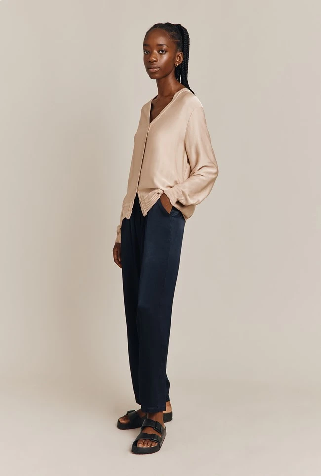 Mia Satin Bomber Jacket Stone 10 Mia Satin Bomber Jacket Stone - Image 8