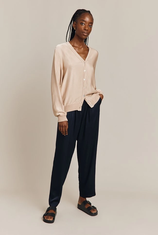 Mia Satin Bomber Jacket Stone 8 Mia Satin Bomber Jacket Stone - Image 6