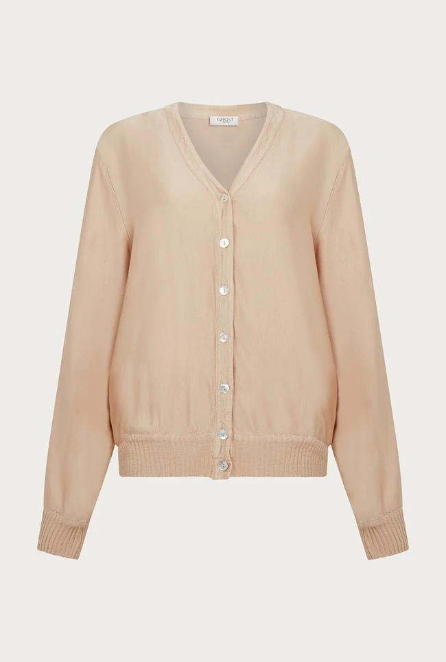 Mia Satin Bomber Jacket Stone 11 Mia Satin Bomber Jacket Stone - Image 9