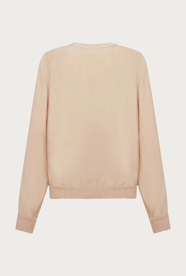 Mia Satin Bomber Jacket Stone 12 Mia Satin Bomber Jacket Stone - Image 10