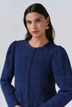 Zara Quilted Crepe Embroidered Button Through Jacket -Ghost Fashion Store J10G001 Z90 33773 650px 964px