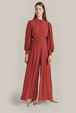 Flora Crepe Jumpsuit Red Spot -Ghost Fashion Store O07G003 Z78 29321 650px 964px