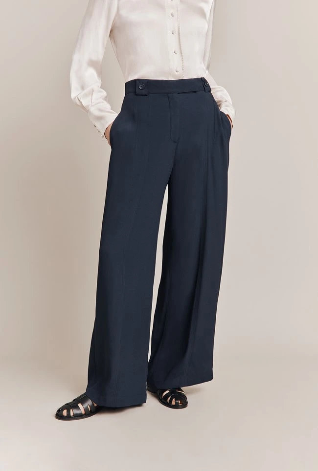 Penny Wide Leg Trousers Navy 3 Penny Wide Leg Trousers Navy