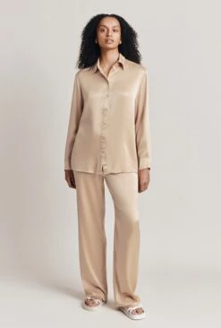 Imogen Satin Wide Leg Trouser Stone -Ghost Fashion Store P06G003A N04 28059 650px 964px