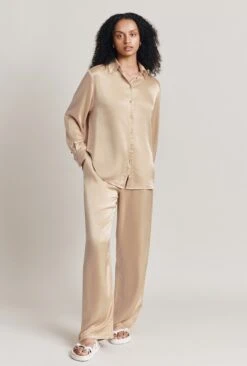 Imogen Satin Wide Leg Trouser Stone -Ghost Fashion Store P06G003A N04 28060 650px 964px