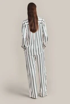 Imogen Satin Wide Leg Trouser Green Stripe -Ghost Fashion Store P06G003A Z80 29382 650px 964px