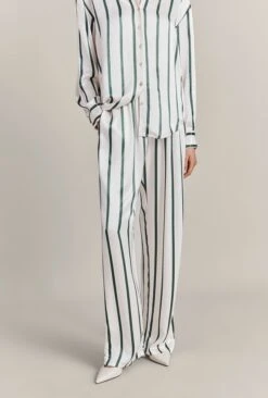 Imogen Satin Wide Leg Trouser Green Stripe -Ghost Fashion Store P06G003A Z80 29383 650px 964px