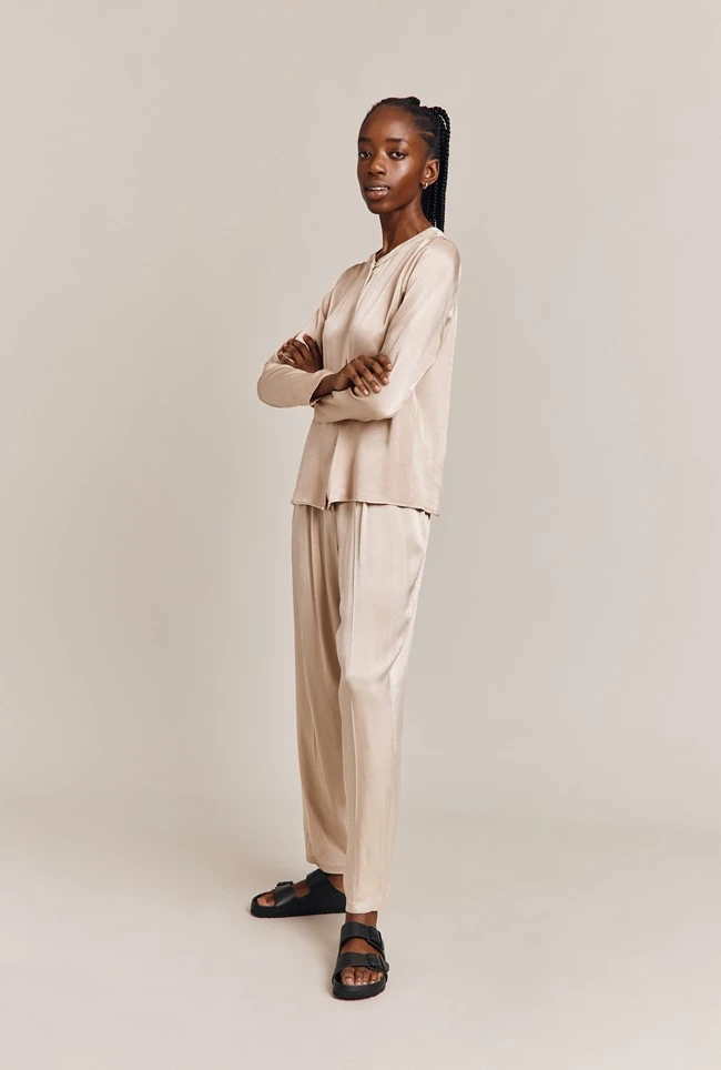 Ella Satin Trouser Stone 4 Ella Satin Trouser Stone - Image 2