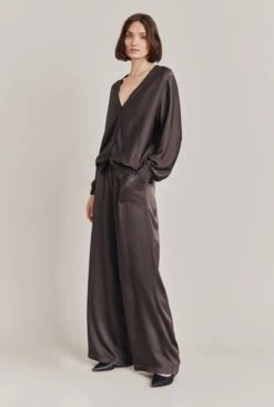 Aurora Satin Cargo Trousers Dark Charcoal -Ghost Fashion Store P06G005 B21 28549 650px 964px