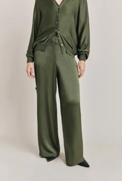Aurora Satin Cargo Trousers Thyme -Ghost Fashion Store P06G005 J96 28555 650px 964px