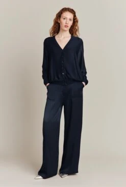 Aurora Satin Cargo Trousers Navy -Ghost Fashion Store P06G005 K10 26590 650px 964px