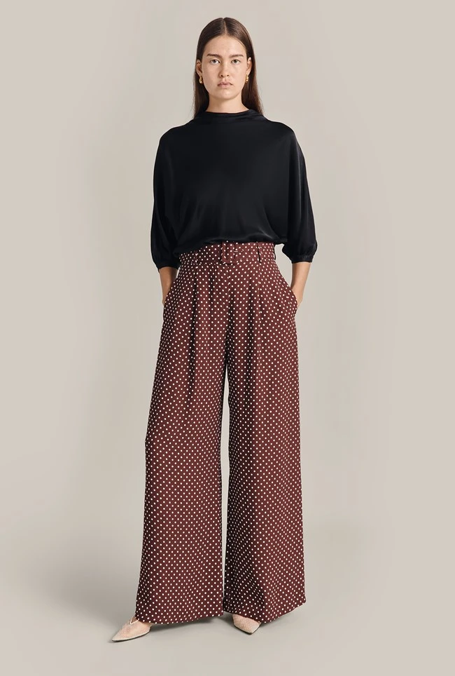 Clara Crepe Palazzo Trousers Delores Spot 3 Clara Crepe Palazzo Trousers Delores Spot