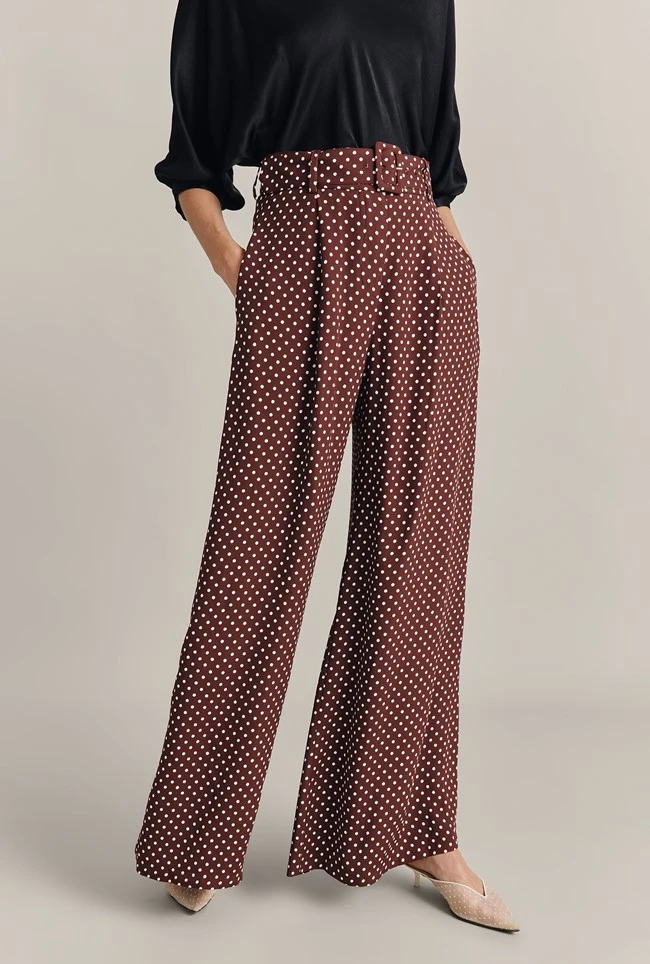 Clara Crepe Palazzo Trousers Delores Spot 4 Clara Crepe Palazzo Trousers Delores Spot - Image 2