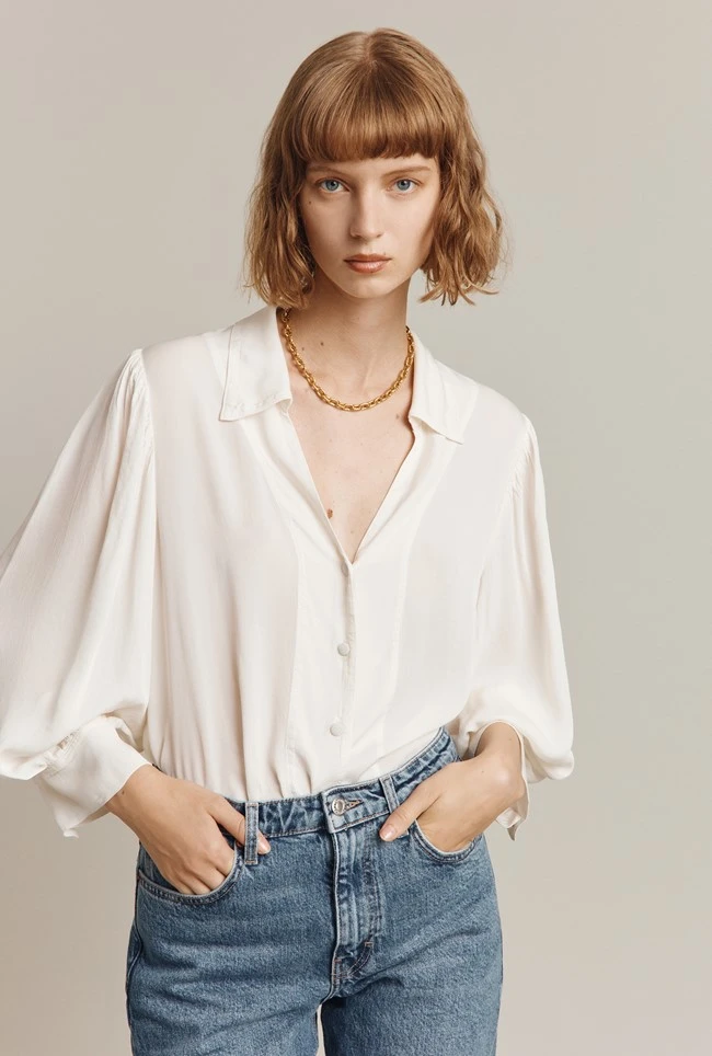 Ayla Crepe Blouse Ivory 5 Ayla Crepe Blouse Ivory - Image 3